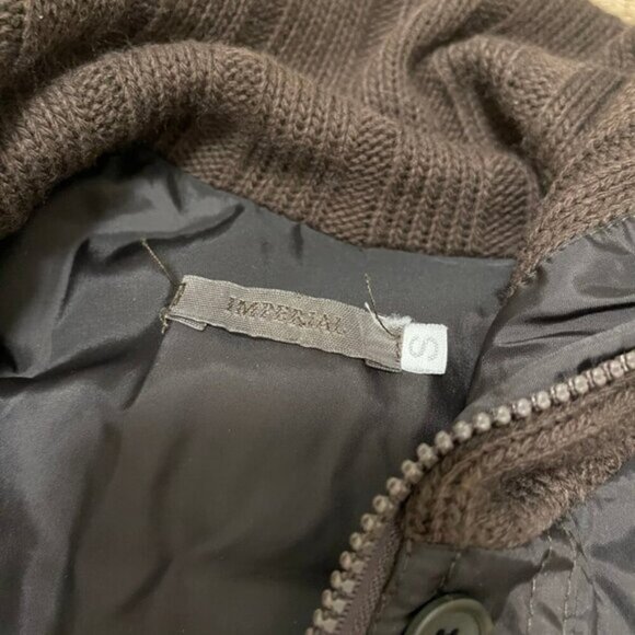 Vintage Knit Accent Bomber Jacket Brown - S - Picture 4 of 9